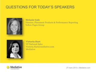QUESTIONS FOR TODAY’S SPEAKERS


        Melanie Gale
        Director, Placement Products & Performance Reporting
       ...