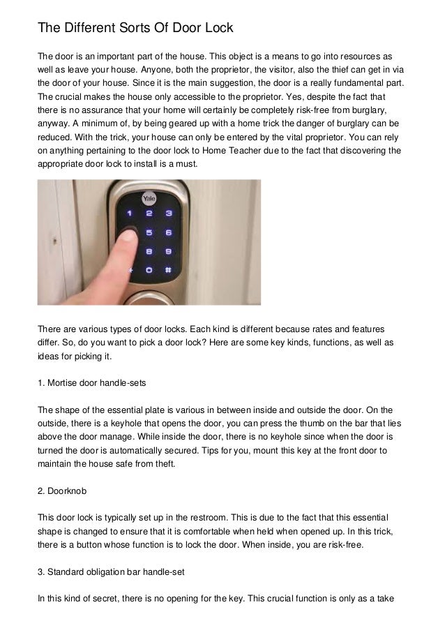 The Different Sorts Of Door Lock