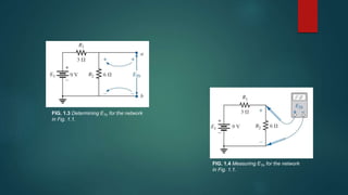 FIG. 1.3 Determining ETh for the network
in Fig. 1.1.
FIG. 1.4 Measuring ETh for the network
in Fig. 1.1.
 