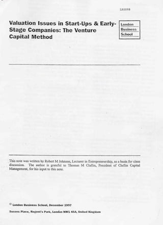 The Venture Capital Method