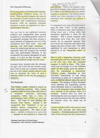 The Venture Capital Method