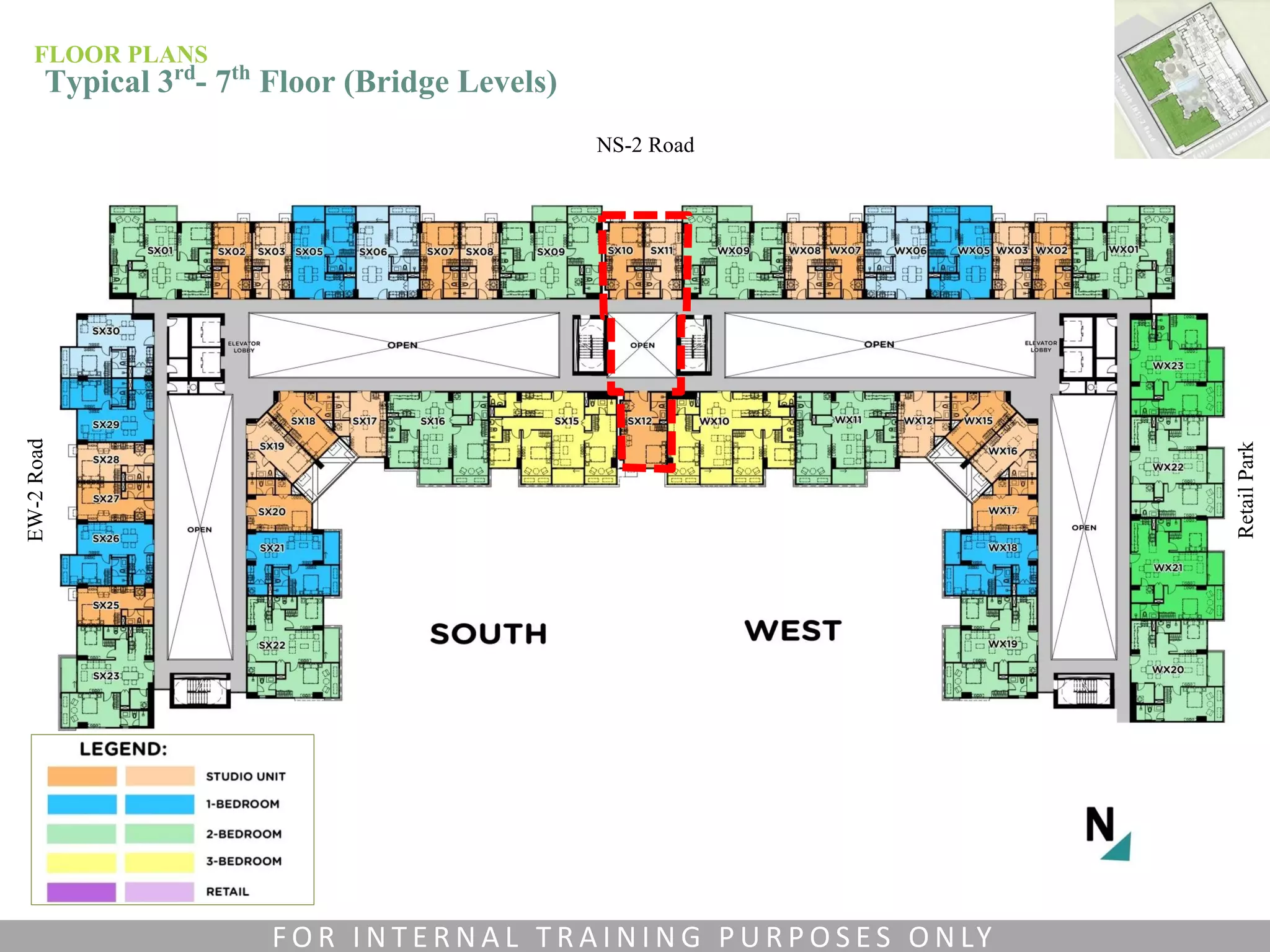 NS-2 Road
RetailPark
EW-2Road
FLOOR PLANS
Typical 3rd- 7th Floor (Bridge Levels)
F O R I N T E R N A L T R A I N I N G P U R P O S E S O N LY
 