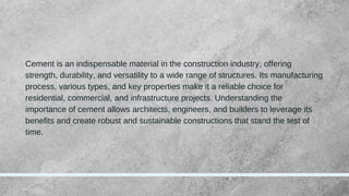 The Versatility and Importance of Cement in Construction Projects | PDF
