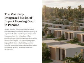 The Vertically Integrated Model of Impact Housing Corp in Panama | PDF