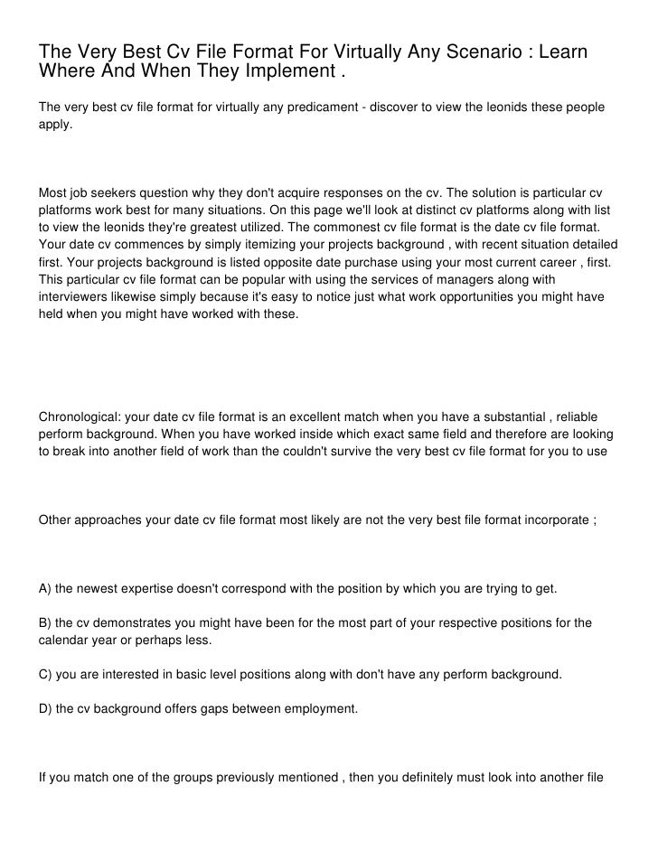 the very best cv file format for virtually any scenario learn where