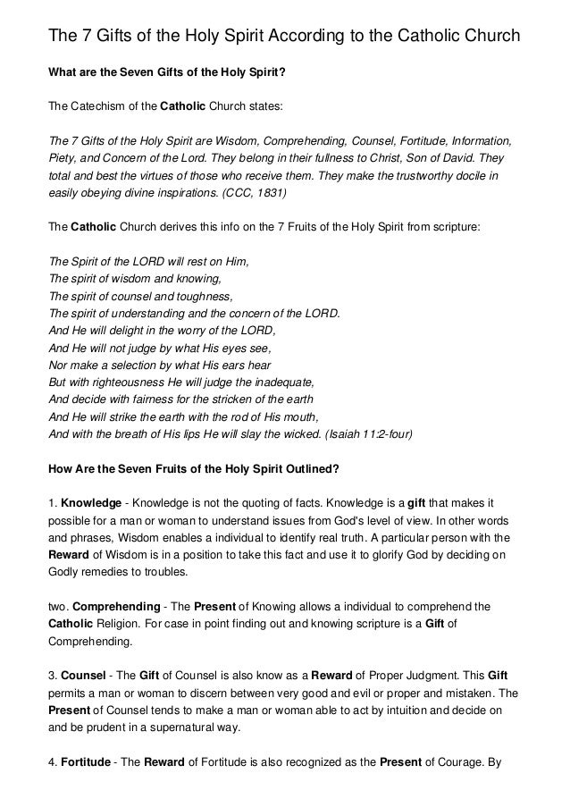 The 7 Gifts of the Holy Spirit According to the Catholic