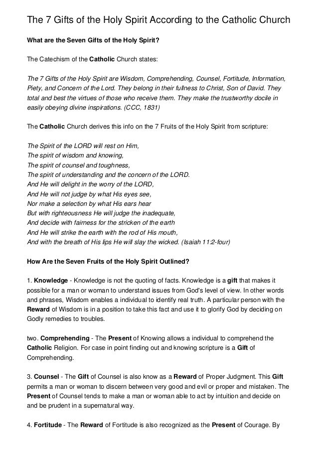 The 7 Gifts Of Holy Spirit According To Catholic