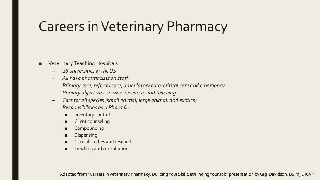 The veterinary pharmacy residency and other careers in veterinary pha…