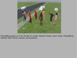 PseudoBruty grows up. From the left, it's Juniper, Random Townie, Larch, Orson, PseudoBruty,
Random Teen Townie, Cypress, and Sycamore.
 