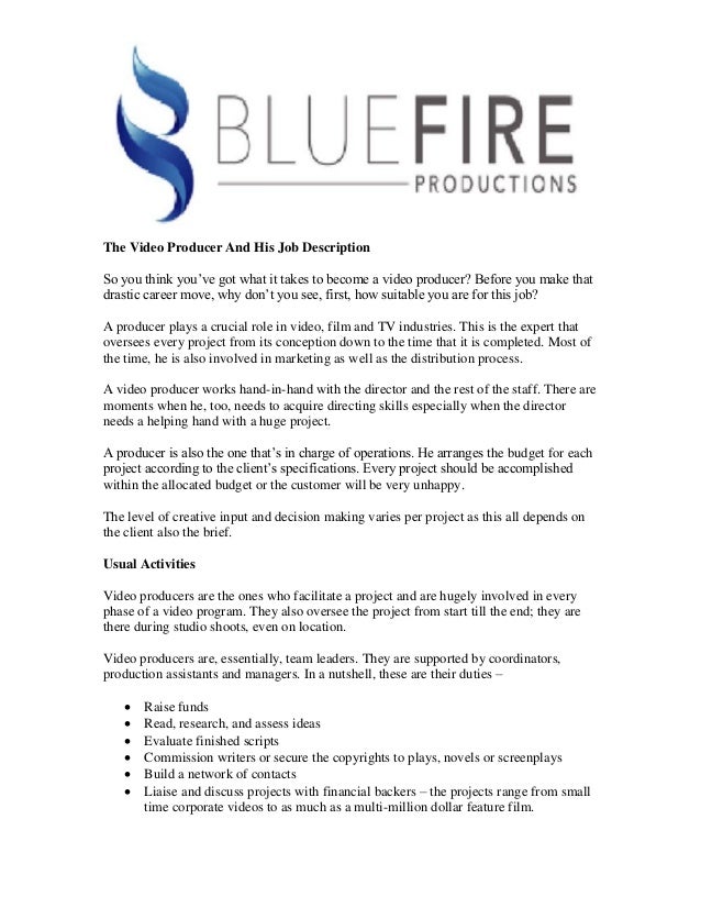 Film Producer Job Description The Cover Letter For Teacher