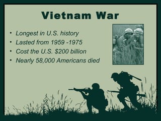 Với bản trình chiếu về Chiến tranh Việt Nam, bạn sẽ được biết thêm về những đóng góp lớn lao của người dân Việt Nam và những căng thẳng chính trị phức tạp mà đất nước phải đối mặt. Hãy xem PPT về Chiến tranh Việt Nam và cảm nhận sự sống động mà nó mang lại.