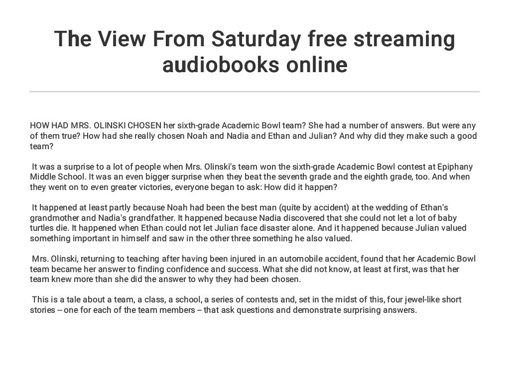 The View From Saturday free streaming audiobooks online
