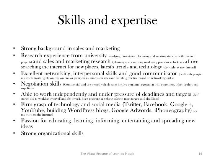 the visual resume of