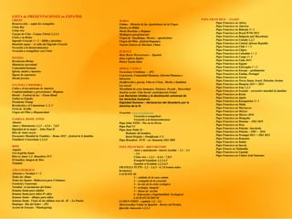 LISTA de PRESENTACIONES en ESPA?OL
CRISTO
Resurreccin C segn los evangelios
Cristo Rey
Cristo vive
Cuerpo de Crito - Corpus Christi 1,2,3,4
Cristo y su Reino
Sagrado Corazn 1 + 2 C biblia y doctrinaC
Haurietis aquas C el culto del Sagrado Corazn
Vocacin a la bienaventuranza
Vocacin a evangelizar con Cristo
IGLESIA
Revelacon Divina
Ministerio sacerdotal
Comunidad humana
Iglesia, madre y maestra
Signos de esperanza
Sinodo jovenes
CULTURA Y HISTORIA
Coln y el descubriento de America
Confraternitdades y processionesC Hispanic
Diwali C Festival de luz C Fiesta Hindi
Futbol en Espa?a
Presidente Trump
Revolucin y el Comunismo 1, 2, 3
Feria de Sevilla
Virgen del Pilar y Hispanicidad
FAMILIA, HIJOS, NI?OS
Abuelos
Amor y Matrimonio 1,2,3 C 4,5,6 C 7,8,9
Dignidad de la mujer C John Paul II
Dios de Amor (sexo)
Encuentro Mundial de Familias - Roma 2022 C festival de ls familias
Familiaris Consortium 1,2,3,4
DIOS
Angeles
Ven Espiritu Santo
Dios es Amor 1,2C Benedicto XVI
El hombre, imagen de Dios
Trinidad
A?O LITURGICO
Adviento y Navidad 1 + 2
Todos las Almas
Todos los SantosC Halloween para Cristianos
Carnival y Cuaresma
NavidadC el nacimiento del Se?or
Semana Santa para adullos
Semana Santa para ni?os 8+ a?os
Semana Santa C dibujos para ni?os
Semana SantaC Vistas de las ultimas oras de JC C La Pasin
DomingoC Dia del Se?or C JP2
Accion de Gracias - Thanksgiving
MARIA
Ftima C Historia de las Aparitciones de la Virgen
Maria y la Biblia
Maria Doctrina y Dogmas
Medjugore peregrinacin
Virgen de Guadalupe, Mexico C aparitcines
Virgen del Pilar Cfestival hispanica
Nuestra Se?ora de Sheshan, China
SCIENCE
Mars Rover Perseverence C Spanish
Juno explora Jupiter
Parker Sonda Solar
MORAL Y ETICA
Vacaciones Cristianos - JP2
Conciencia, Comunidad Humana, Libertad Humana y
Salvacion
Justificacin y gracia, Vida en Cristo, Merito y Santidad,
Ley moral
Moraliidad de actos humanos, Pasiones, Pecado , Sinceridad
Justicia social ,Vida SocialC participacion,Virtud
Las Naciones Unidas y la declaracin universal de
los derechos humanos.
Dignidad Humana C declaracion del dicasterio por la
doctrina de la fe
VocacinC www.vocation.org
Vocacin a evangelizar
Vocacin a la bienaventuranza
Papa John XXIII C Paz en la tTerra
Papa Paul VI
Papa Juan Pablo II C
Redentor del hombre,
Karol Wojtyla + Pontificado 1+2
Papa Benedicto XVII C en Alemania JMJ 2005
PAPA FRANCISCO C DOCUMENTOS
Amor y matrimonio- Amoris Laetitia C 1.2 C 3.4
C 5.6
Cristo vive - 1,2,3 C 4,5,6 C 7,8,9
Evangelii Gaudium 1,2,3,4,5
Gaudete et Exultate 1,2,3,4,5
FRATELLI TUTTI - 1,2 C 3,4,5 C 6,7,8 (somos todos
hermanos)
LAUDATE Sii
1 C cuidado de la casa comn
2 C evangelio de la creacin
3 C la raiz de la crisis ecologica
4 C ecologia integral
5 C lineas de accin
6 CEducacin y Espiritualidad Ecological
LAUDATUM DEUM
LUMEN FIDEI C capitulo 1,2, - 3,4
Misericordiae Vultus in Spanish C Rostro del Perdn
Querida Amazonia 1,2,3,4
PAPA FRANCISCO C VIAJES
Papa Francisco en Africa
Papa Francisco en America
Papa Francisco en Bahrain 1+ 2
Papa Francisco en Brazil WYD 2013
Papa Francisco en Bulgaria and Macedonia
Papa Francisco en Canada 1,2,3
Papa Francisco en Central African Republic
Papa Francisco en Chile 1 + 2
Papa Francisco en Chipre
Papa Francisco en Colombia 1 + 2
Papa Francisco en Congo 1+ 2
Papa Francisco en Cuba 2015
Papa Francisco en Egypto
Papa Francisco en Eslovaqiia 1 + 2
Papa Francisco en Europa C parliamento
Papa Francisco en Fatima, Portugal
Papa Francisco en Grecia
Papa Francisco en Tierra Santa, Israel, Palestine Jordan
Papa Francisco en Hungria 2021 + 2023
Papa Francisco en Iraq 1,2,3
Papa Francisco en Ireanda C encuentro mundial de familias
Papa Francisco en Kenia
Papa Francisco en Japn
Papa Francisco en Kazaquistan 1+ 2
Papa Francisco en Malta
Papa Francisco en Marruecos
Papa Francisco en Mxico
Papa Francisco en Mxico 2016
Papa Francisco en Mongolia
Papa Francisco en Panama C JMJ 2019
Papa Francisco en Peru
Papa Francisco en Polonia- Auschwitz
Papa Francisco en Polonia C JMU - 2016
Papa Francisco en Portugal 2021 + JMJ 2023
Papa Francisco en Romania
Papa Francisco en Sudan
Papa Francisco en Suecia
Pope Francis en Tailandiia
Papa Francisco en Uganda
Papa Francisco en United Arab Emirates
 
