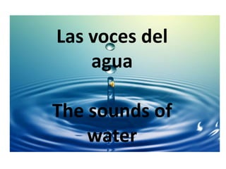 Las voces del
agua
The sounds of
water
 