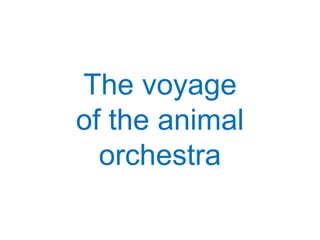 The voyage
of the animal
orchestra
 