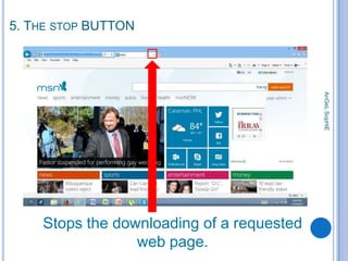 5. THE STOP BUTTON

AnGeL SopHiE

Stops the downloading of a requested
web page.

 