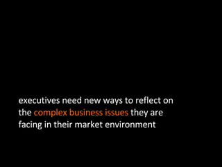 executives need new ways to reflect on the  complex business issues  they are facing in their market environment 