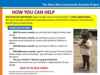 The Wara Wara Community Schools Project

Any financial contribution, big or small, once or every month, is really apprecia...