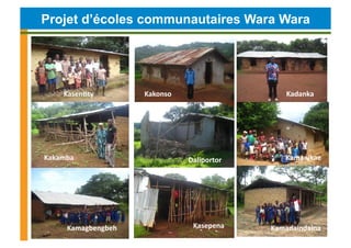 Projet d’écoles communautaires Wara Wara




          Kasen4ty	
             Kakonso	
                                      Kadanka	
  




Kasongo	
                                        Kassasie	
       Kayenda	
  


   Kakamba	
                                     Daliportor	
                   Kamanikae	
  




Pampako	
                                      Seredugu	
  
                                                  Kasepena	
        Turaya	
  
              Kamagbengbeh	
                                               Kamadaindaina	
  
 