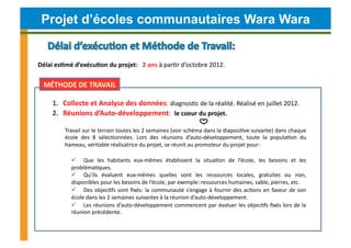 Projet d’écoles communautaires Wara Wara


Délai	
  es4mé	
  d’exécu4on	
  du	
  projet:	
  	
  	
  2	
  ans	
  à	
  parCr...