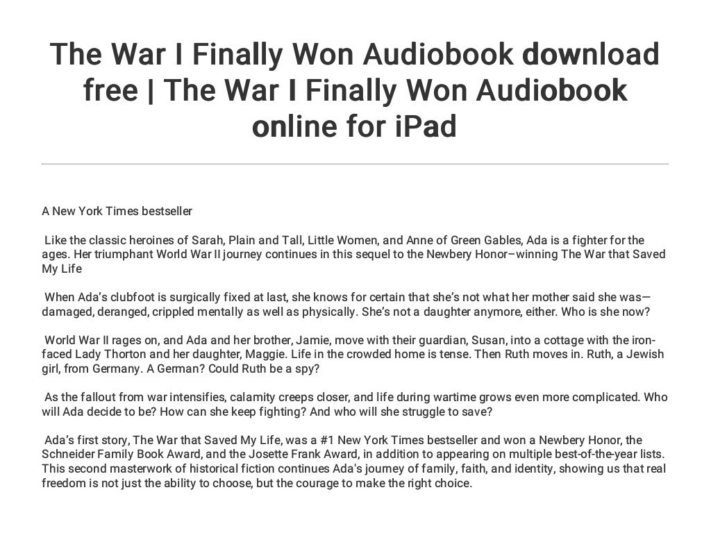 The War I Finally Won Audiobook download free The War I Finally Won…