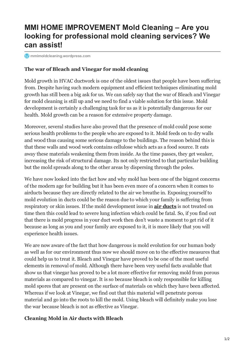 The war of bleach and vinegar for mold cleaning