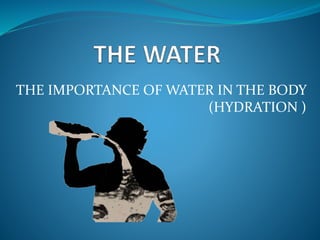 THE IMPORTANCE OF WATER IN THE BODY
(HYDRATION )
 