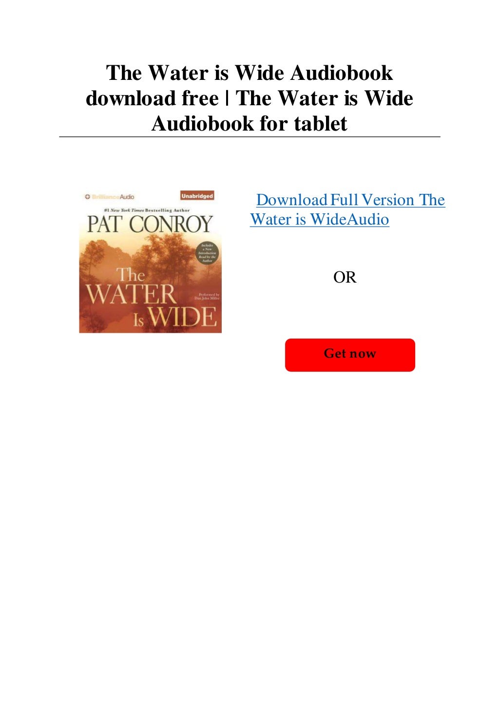The Water is Wide Audiobook download free The Water is
