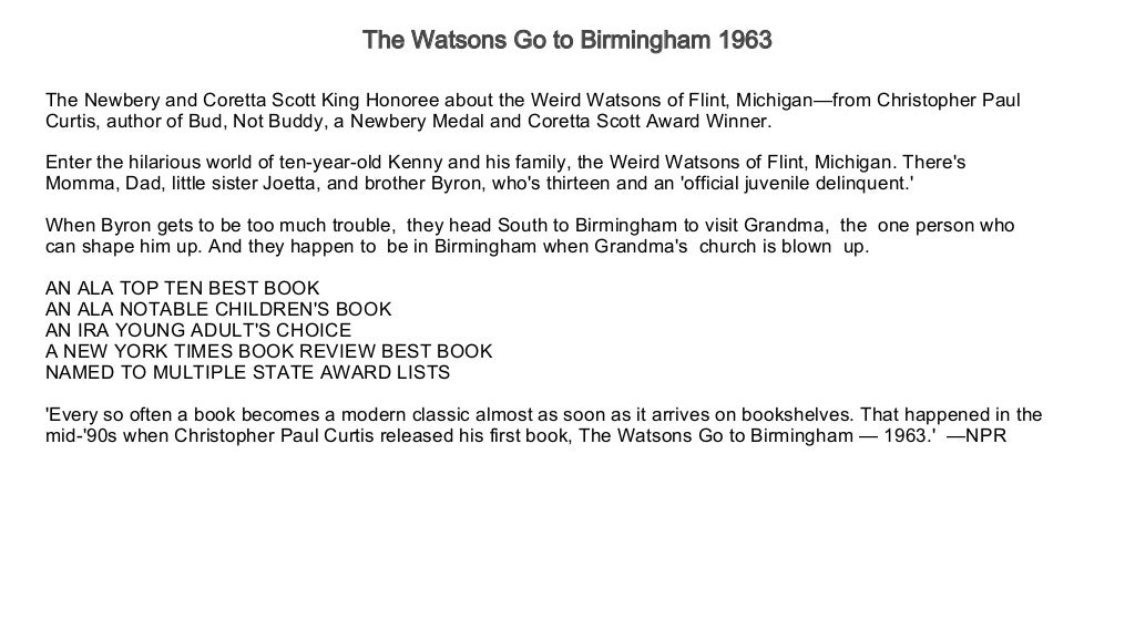 Free Audio Books to Improve English The Watsons Go to