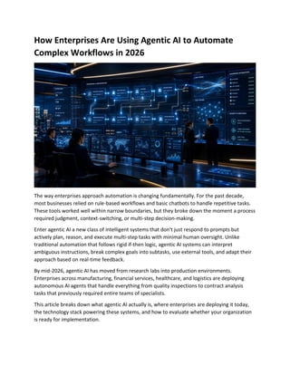 How Enterprises Are Leveraging Agentic AI to Automate Complex Workflows ...