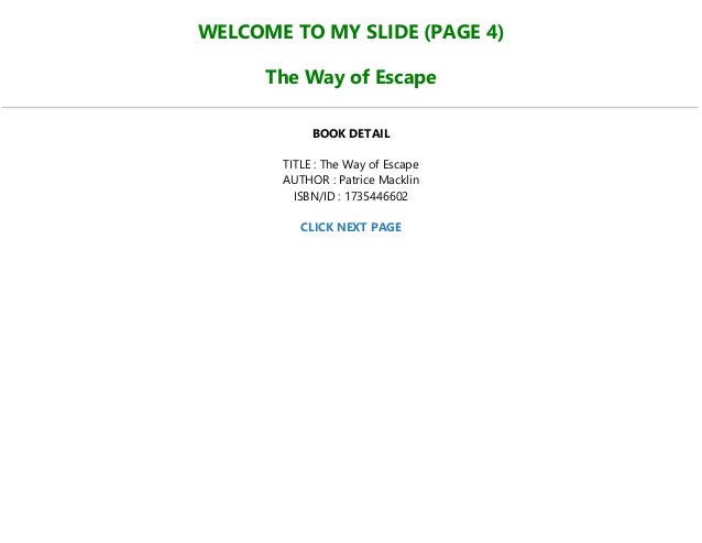 Read Book The Way Of Escape Full Online