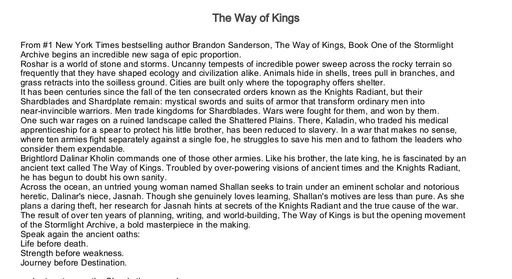 The Way of Kings Full Length Audio Books Free