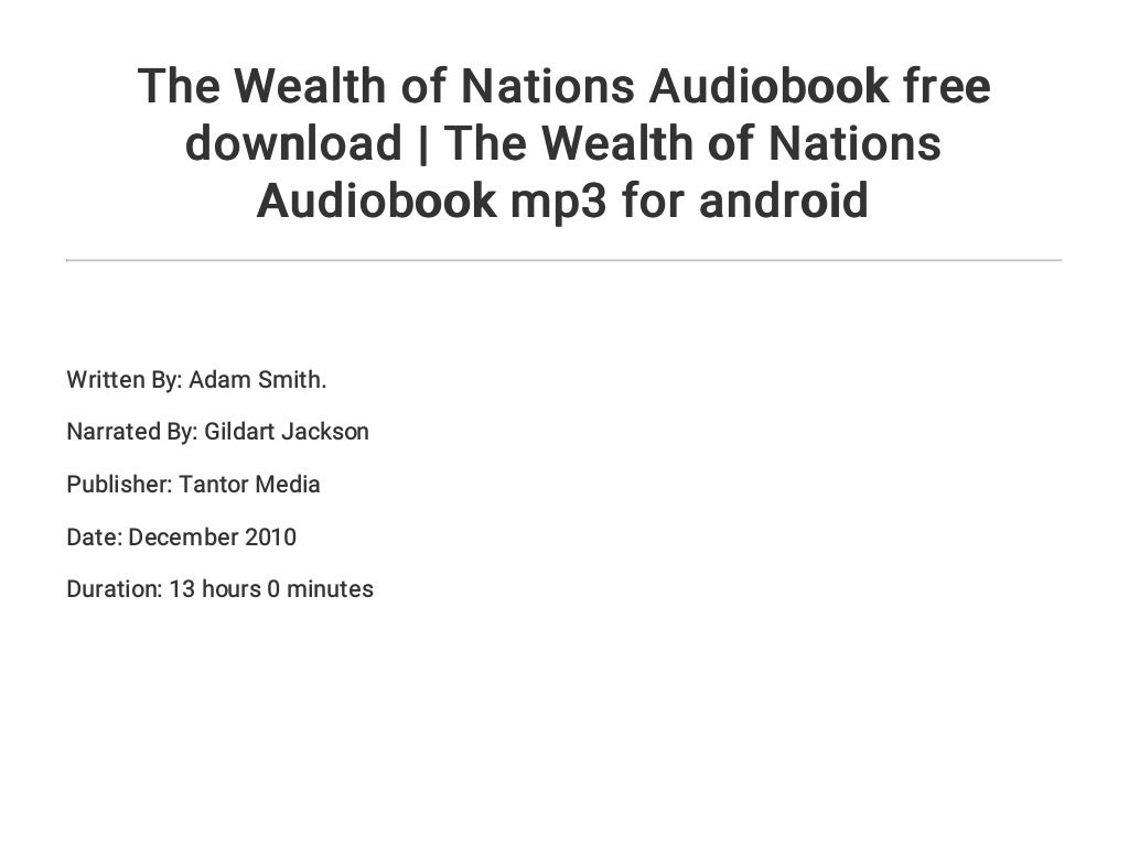 The Wealth of Nations Audiobook free download | The Wealth of Nations