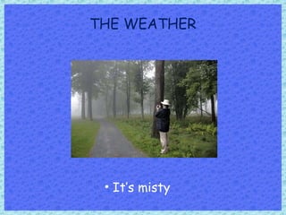 THE WEATHER
• It’s misty
 