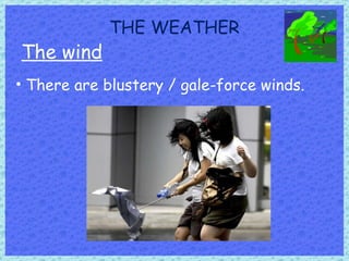 THE WEATHER The wind There are blustery / gale-force winds. 
