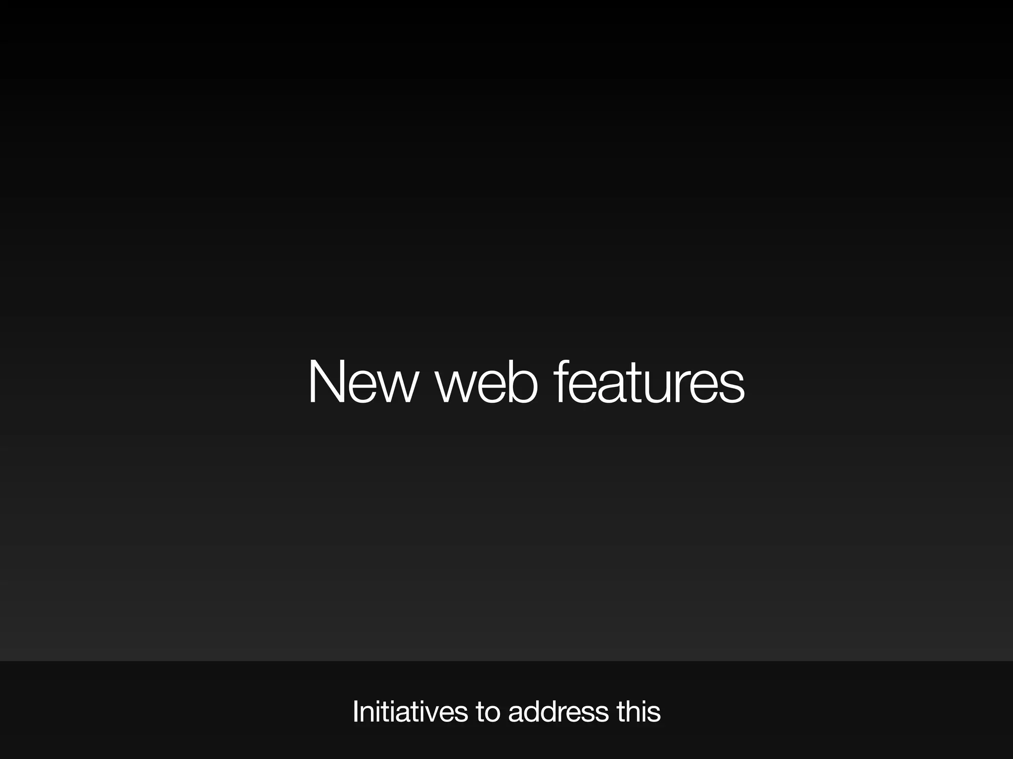 Initiatives to address this
New web features
 