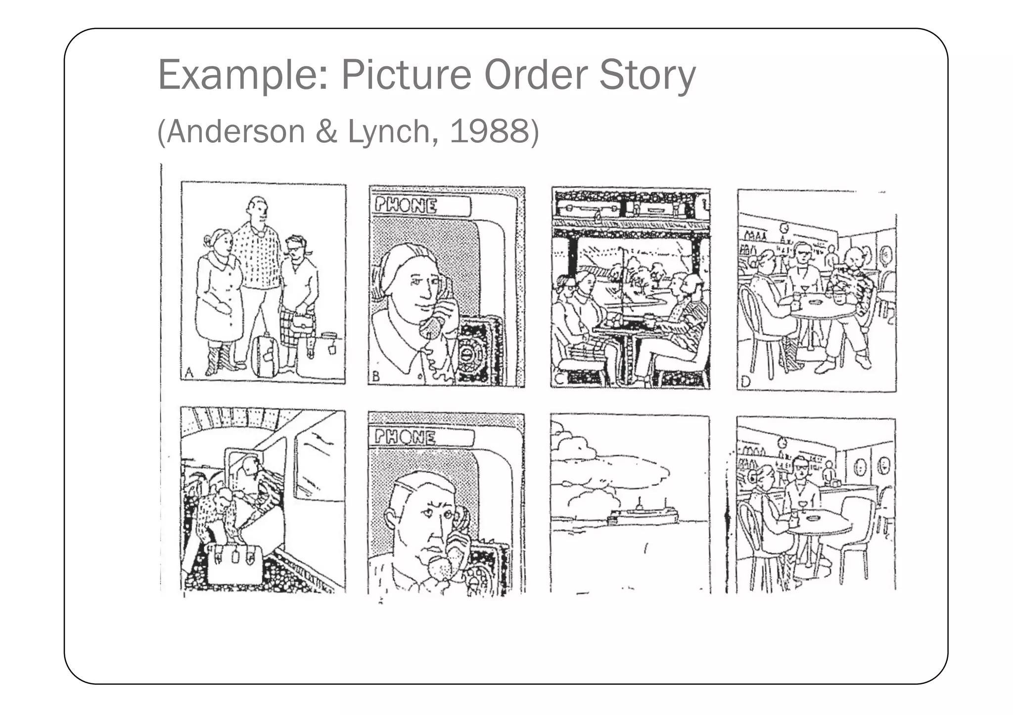 Example: Picture Order Story
(Anderson & Lynch, 1988)
 