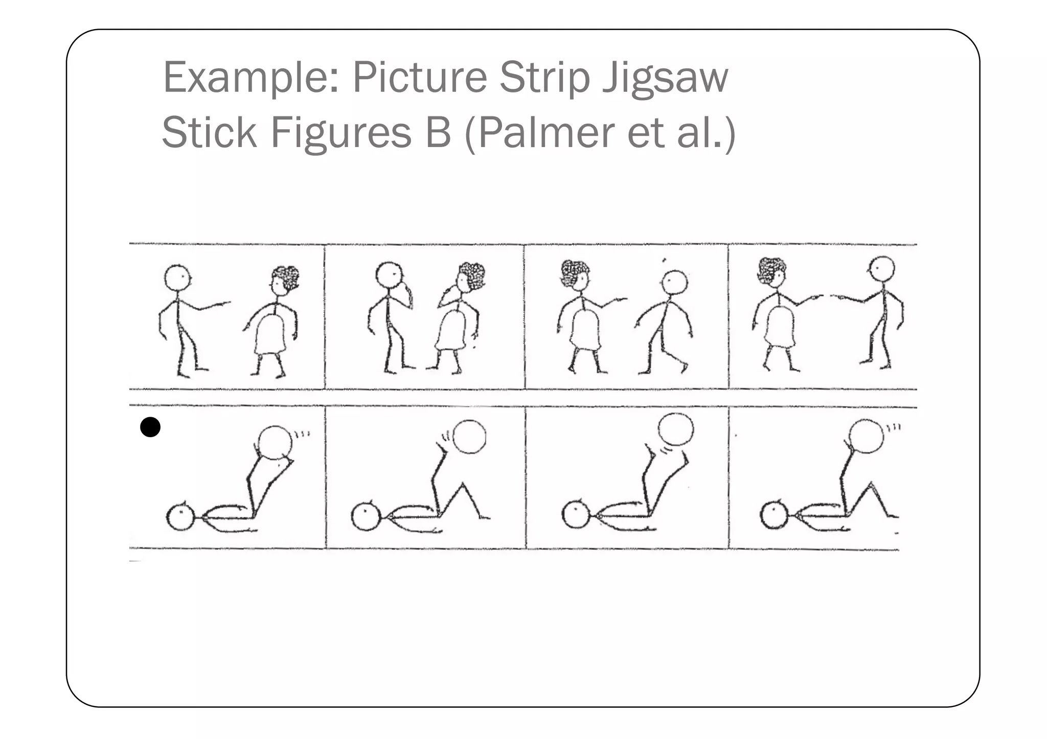 Example: Picture Strip Jigsaw
 Stick Figures B (Palmer et al.)




●
 