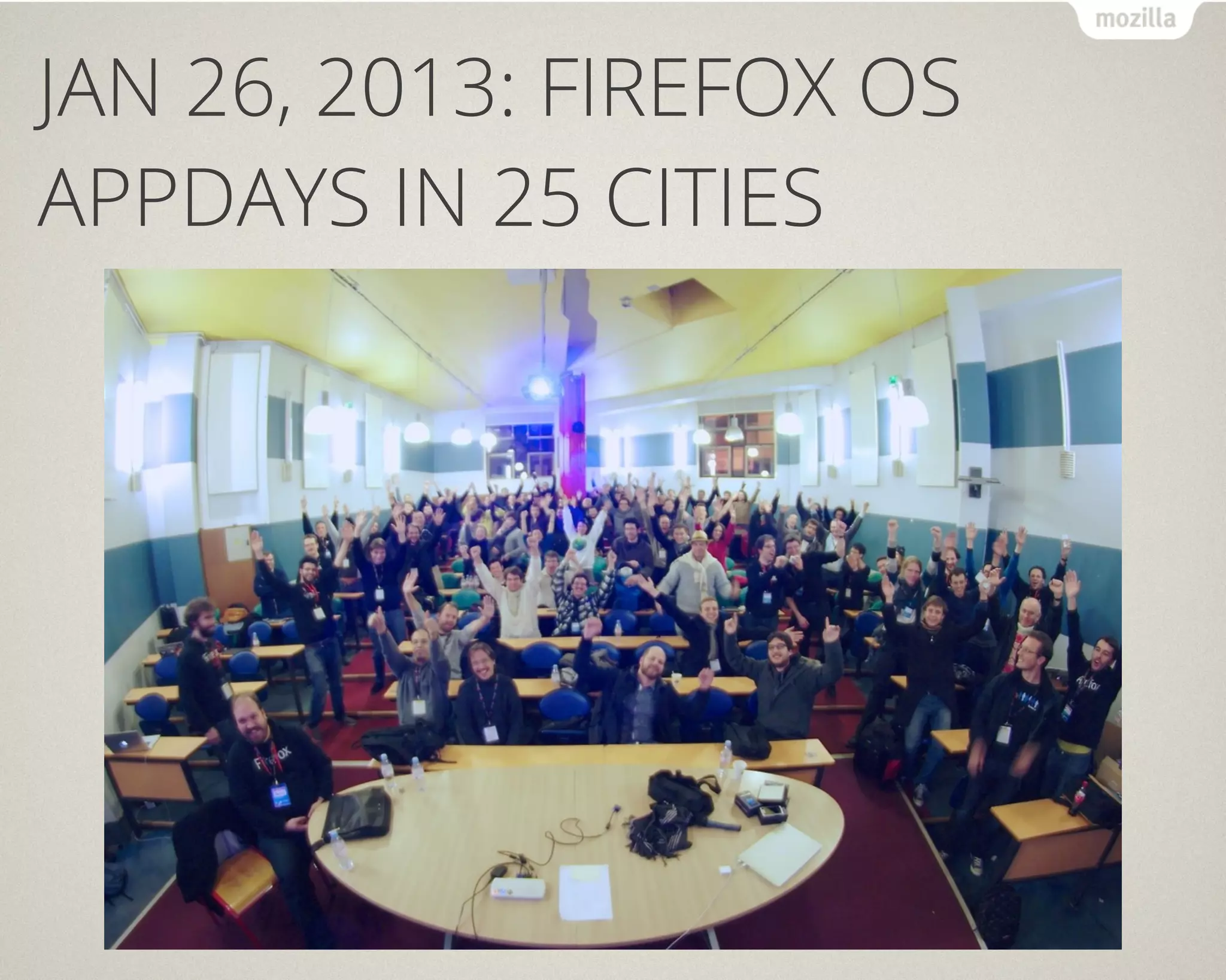 JAN 26, 2013: FIREFOX OS
APPDAYS IN 25 CITIES
 
