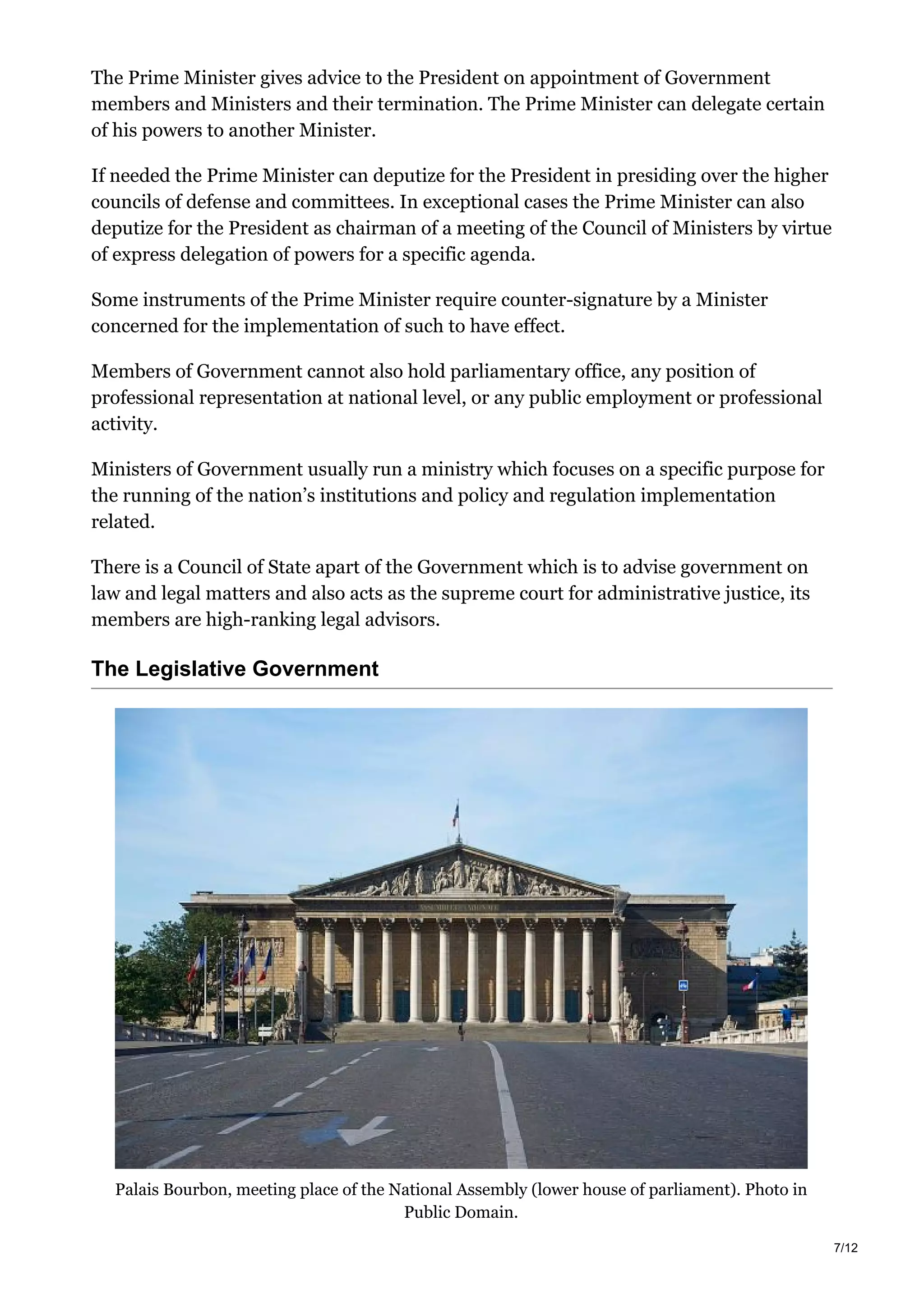 The Government System of France | PDF