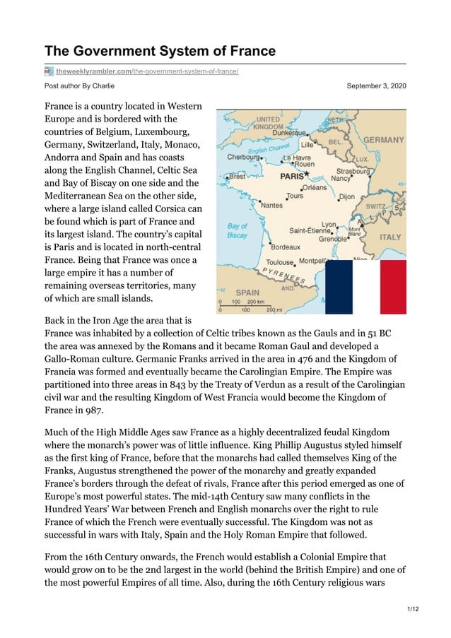 The Government System of France | PDF