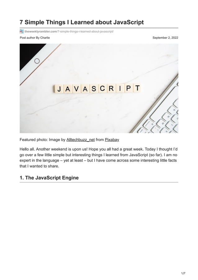 7 Simple Things I Learned about JavaScript | PDF
