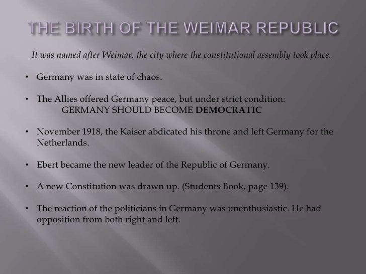an introduction to the weimar republic National anthem of weimar republic (1919-1933) - das lied der deutschen (full) - duration: 3:31 fosteranthem 66,277 views 3:31. an introduction to the weimar republic National anthem of weimar republic (1919-1933) - das lied der deutschen (full) - duration: 3:31 fosteranthem 66,277 views 3:31.