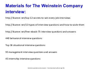 The weinstein company interview questions and answers
