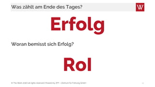 © The Werk 2018 | all rights reserved | Powerd by ZFF – Zentrum für Führung GmbH
Was zählt am Ende des Tages?
Erfolg
Woran bemisst sich Erfolg?
RoI
14
 