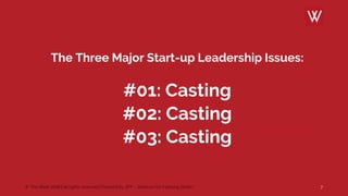 © The Werk 2018 | all rights reserved | Powerd by ZFF – Zentrum für Führung GmbH
The Three Major Start-up Leadership Issues:
#01: Casting
#02: Casting
#03: Casting CHARLES DARWIN
7
 