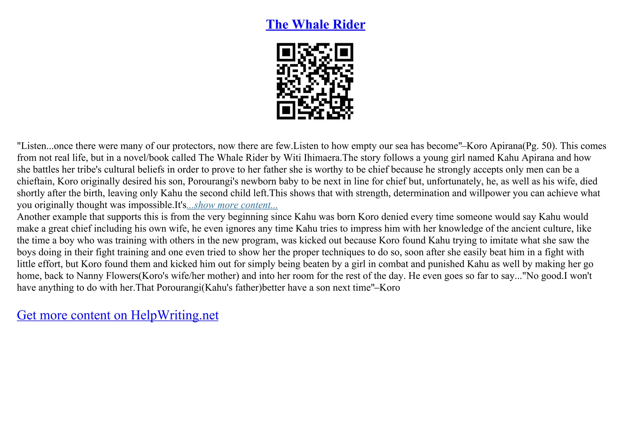 The Whale Rider | PDF