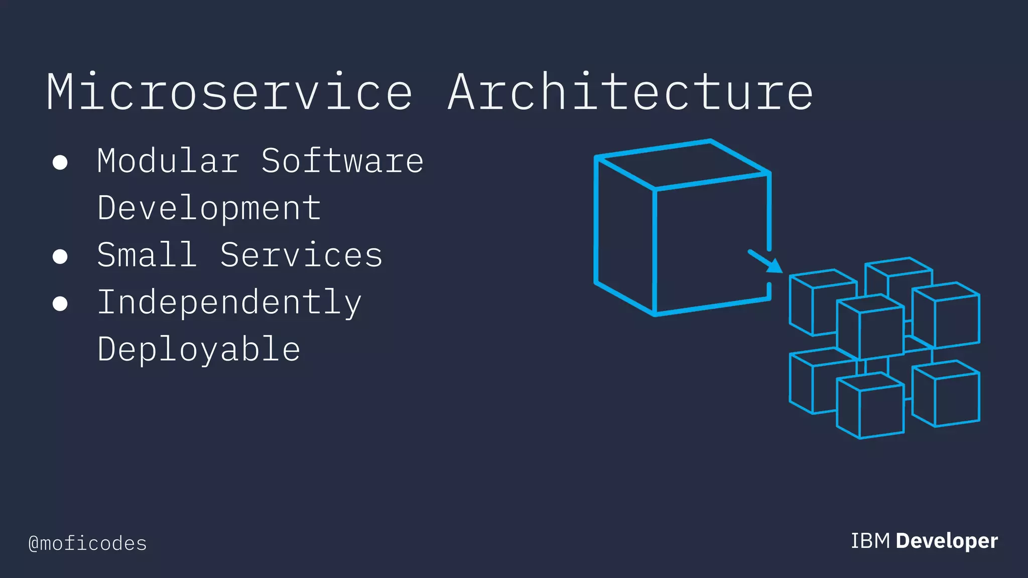 @moficodes
Microservice Architecture
● Modular Software
Development
● Small Services
● Independently
Deployable
 