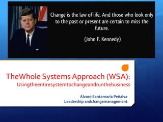 TheWhole Systems Approach (WSA):
Usingtheentiresystemtochangeandrunthebusiness
Álvaro Santamaría Peñalva
Leadership andchangemanagement

 